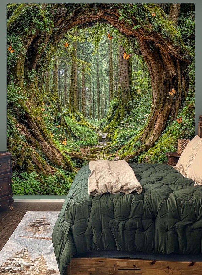 Accnicc Forest Tapestry Green Nature Tree Wall Tapestry for Bedroom Aesthetic Jungle Outdoor Landscape Large Tapestries Wall Hanging for Dorm Living Room Decor 80 x 60 Inch - Image 3